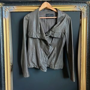 All Saints Taupe Leather Jacket